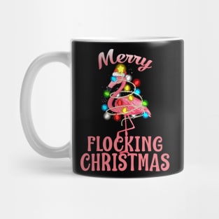 Merry Flocking Christmas Santa Flamingo Xmas Mug